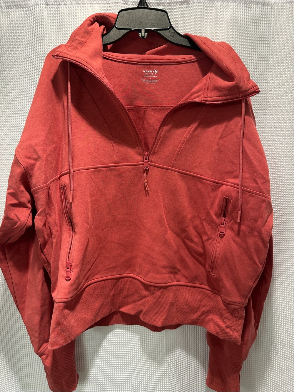Old Navy Coral-Red Quarter-Zip Hoodie
